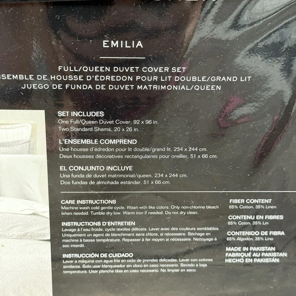 Ralph Lauren Emilia Grey Tonal Medallion Cotton/Linen Duvet Cover Set QUEEN $360